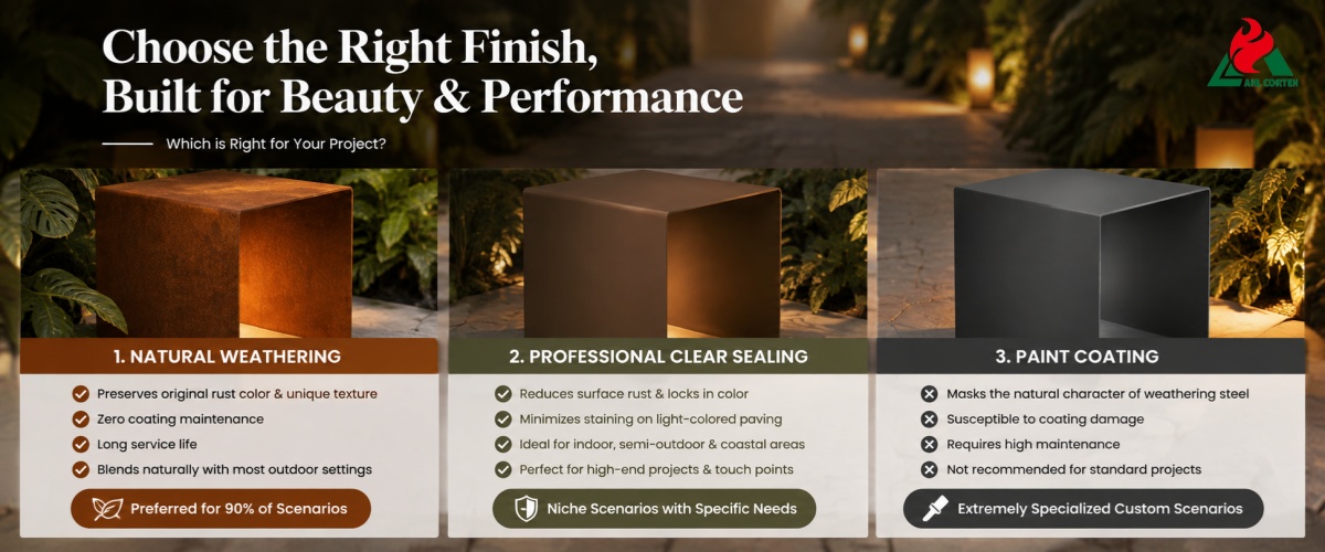 Final Selection Comparison corten steel lights
